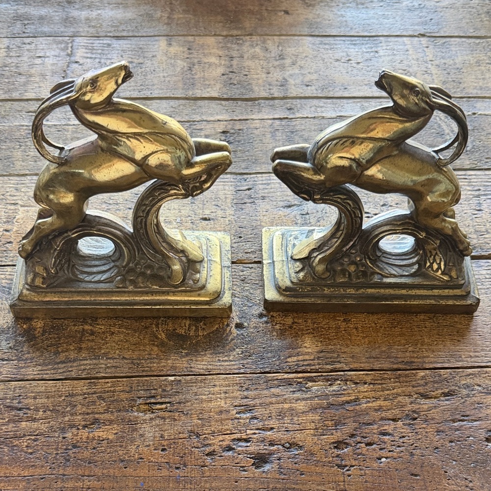 Vintage Brass Ibix Bookends